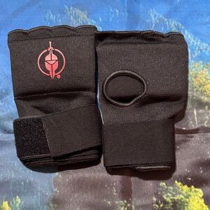 Black Wrist Support Gloves with Gel Pad,Thumb Hole for Boxing Gloves
